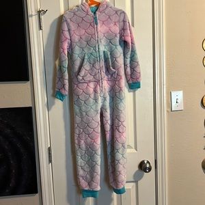 Cat and Jack. Mermaid fluffy one piece hoodie pajamas